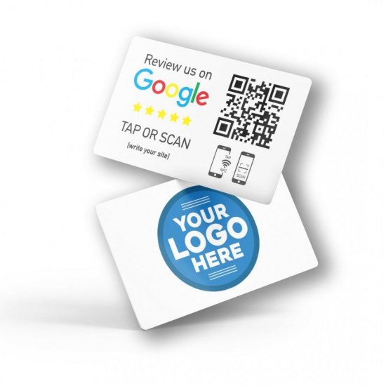 Nfc Tap Or scan QR Code Κάρτα αξιολογήσεων Google με το logo σας