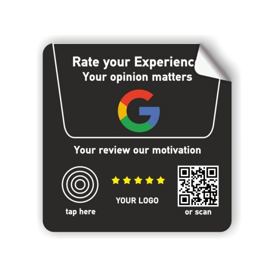 Nfc Tap Or scan QR Code αυτοκόλλητο αξιολογήσεων Google με το logo σας