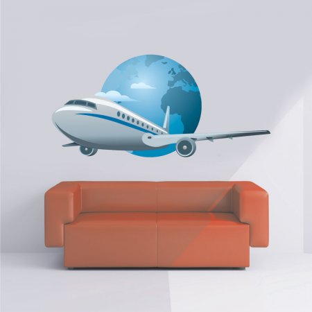 Wall Sticker - Airplane & Globe